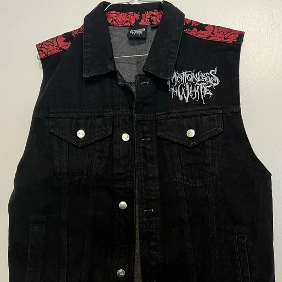 Motionless In White MIW studded denim vest very RARE merch Chris Motionless 2014